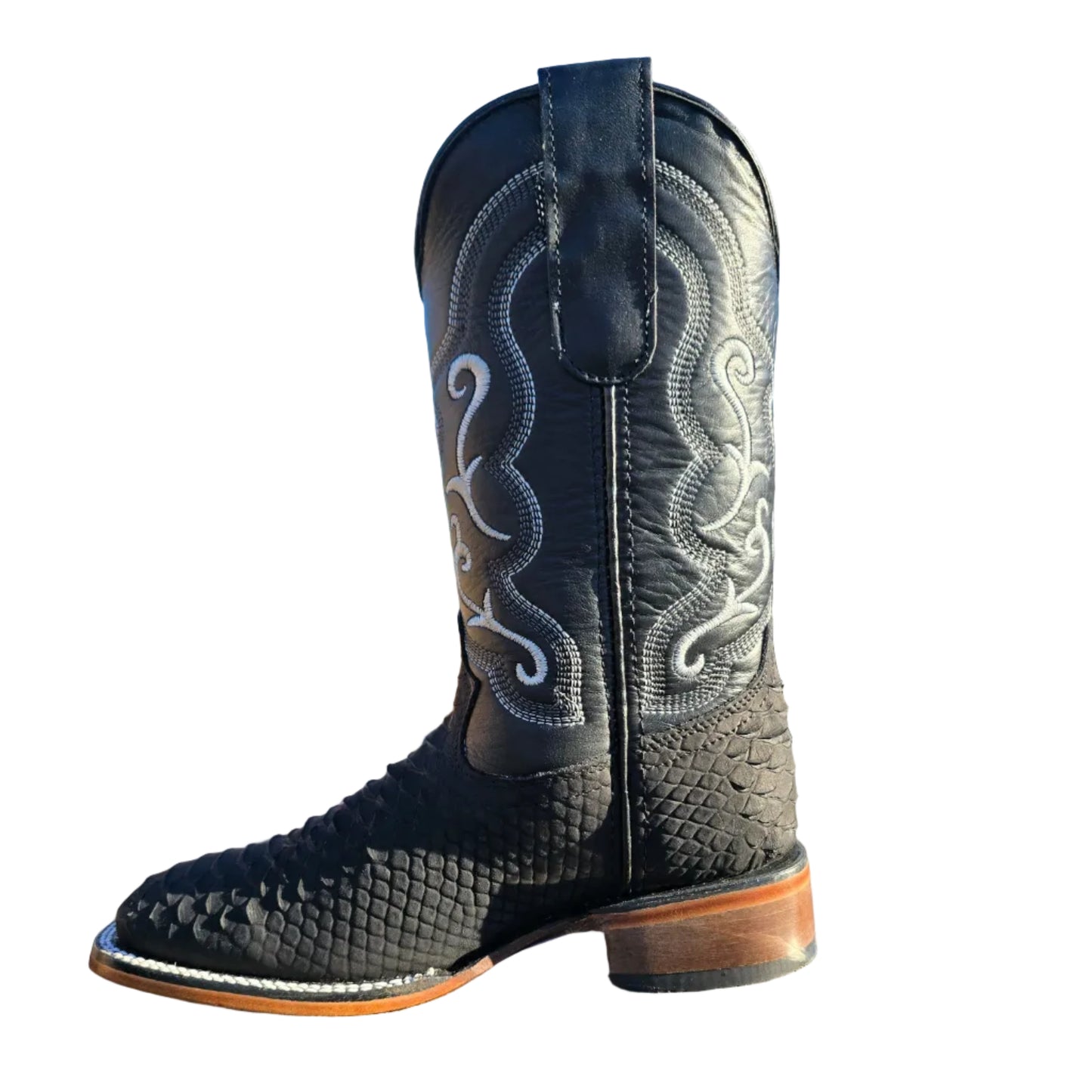 Black Suede Python Print Boots