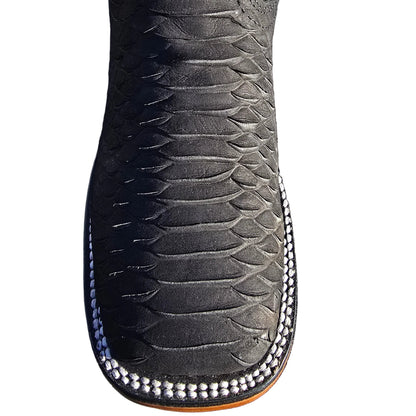 Black Suede Python Print Boots