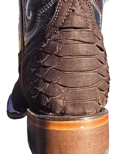 Brown Suede Python Print Boots