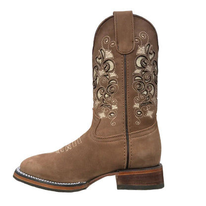 BOTAS VAQUERAS DAMA BORDADA LAZER 433 BD MIEL (potrillo salvaje)