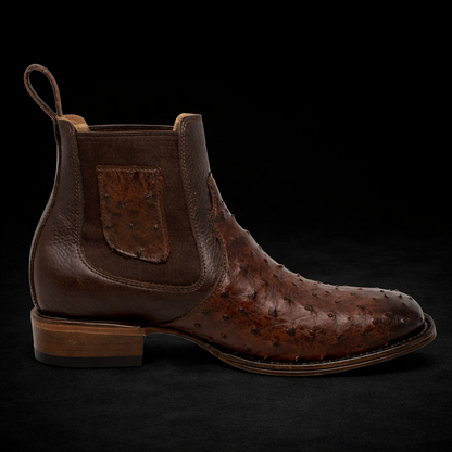 BOTIN VAQUERO WIDE SQUARE TOE OSTRICH FADED BROWN-VESTIGIUM