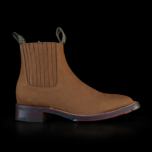 BOTINES CHARROS DE GAMUSA PUNTA CUADRADA COLOR CHEDRON (WILD WEST)