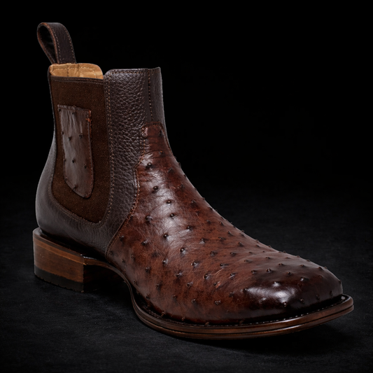 BOTIN VAQUERO WIDE SQUARE TOE OSTRICH FADED BROWN-VESTIGIUM
