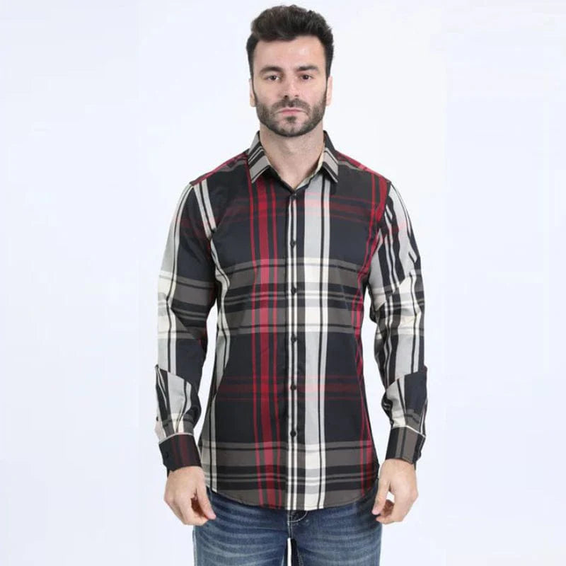 Mens Western Modern Fit Cotton/Spandex Long Sleeve Black