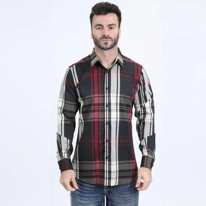 Mens Western Modern Fit Cotton/Spandex Long Sleeve Black