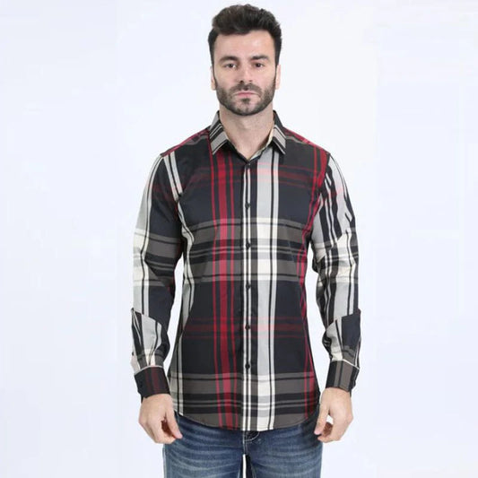 Mens Western Modern Fit Cotton/Spandex Long Sleeve Black