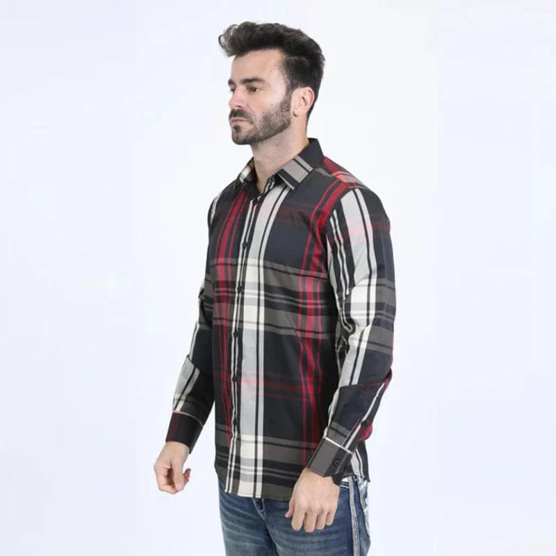 Mens Western Modern Fit Cotton/Spandex Long Sleeve Black
