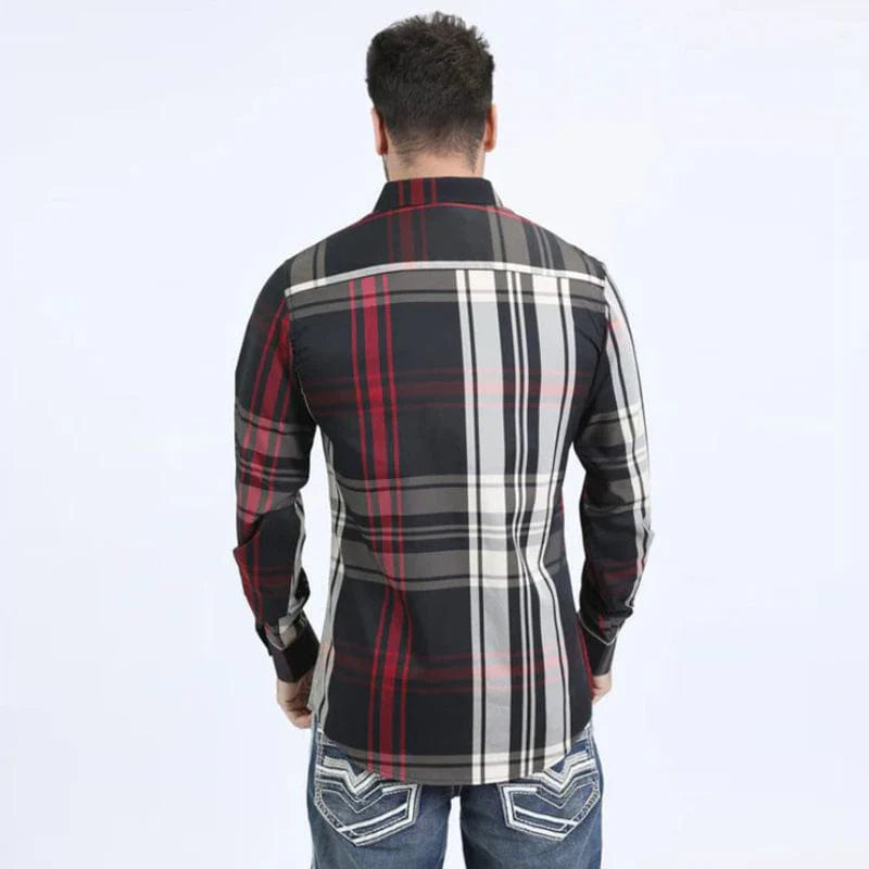 Mens Western Modern Fit Cotton/Spandex Long Sleeve Black