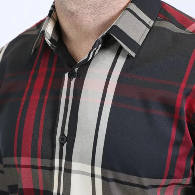 Mens Western Modern Fit Cotton/Spandex Long Sleeve Black
