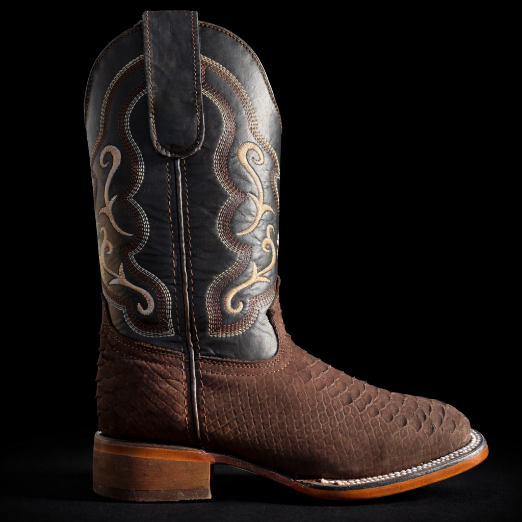 Brown Suede Python Print Boots