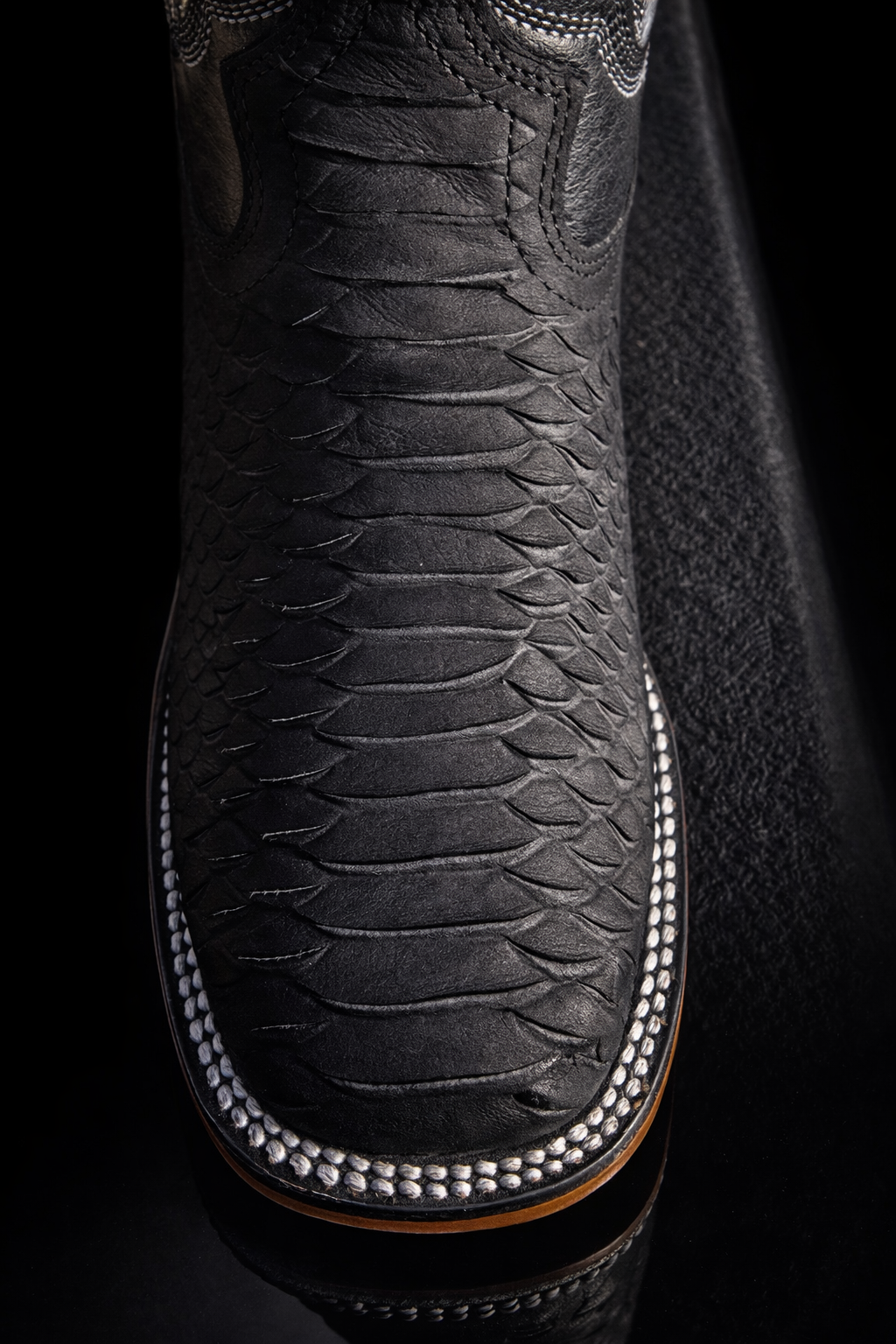 Black Suede Python Print Boots