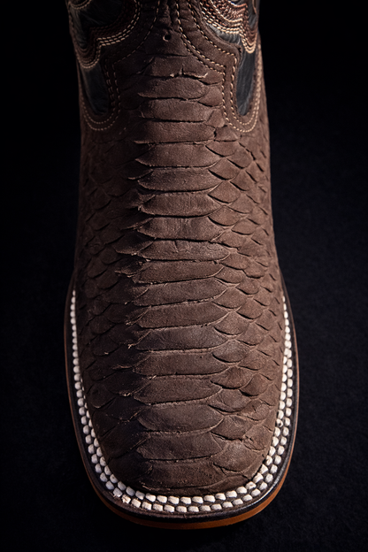 Brown Suede Python Print Boots