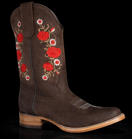 BOTAS VAQUERAS DAMA BORDADA 426 BD FLORES (potrillo salvaje)