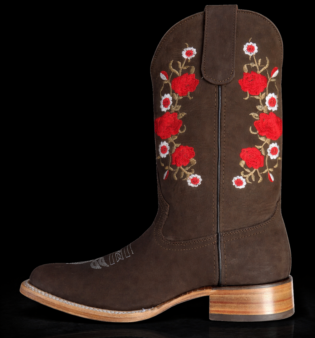 BOTAS VAQUERAS DAMA BORDADA 426 BD FLORES (potrillo salvaje)
