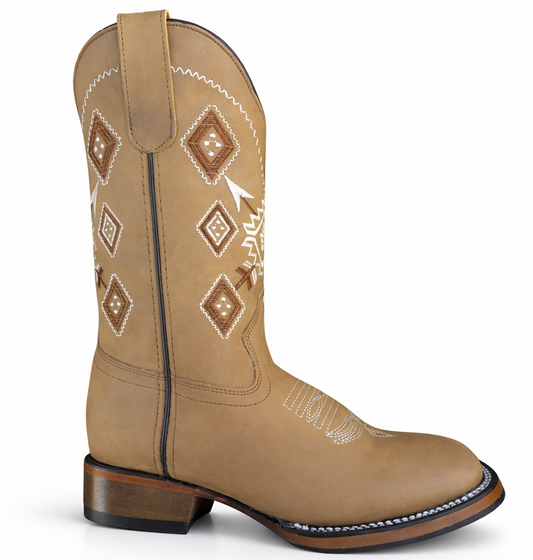 BOTAS VAQUERAS DAMA BORDADA 436 BD OCRE (potrillo salvaje)