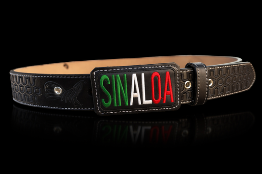 CINTURON PITEADO "SINALOA" TRICOLOR COLOR NEGRO