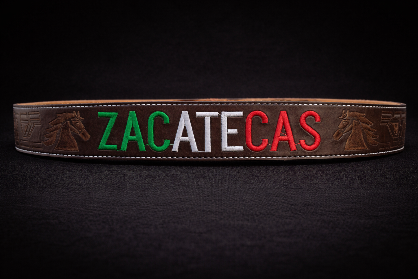 CINTURON PITEADO "ZACATECAS" TRICOLOR COLOR CAFE