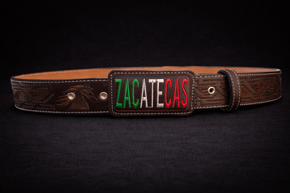 CINTURON PITEADO "ZACATECAS" TRICOLOR COLOR CAFE