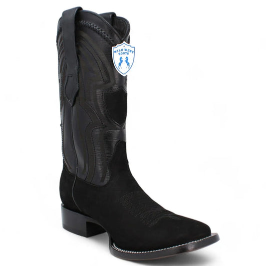BOTAS VAQUERAS WILD WEST NOBUCK (GAMUZA)  NEGRA