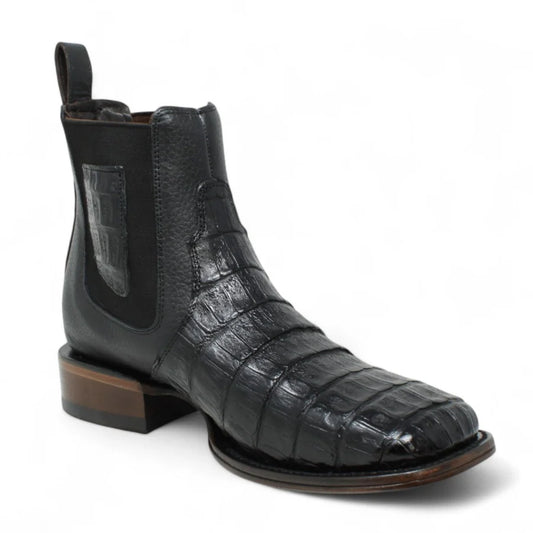 BOTIN VAQUERO WIDE SQUARE TOE CAIMAN BELLY BLACK-VESTIGIUM