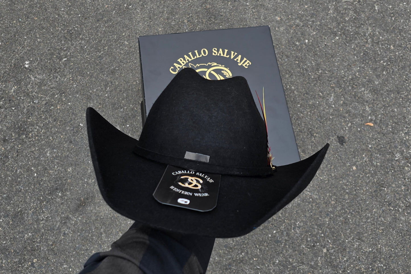 TEXANA PARA NIÑO/ FELT HAT FOR KIDS COLOR NEGRA CON PLUMA