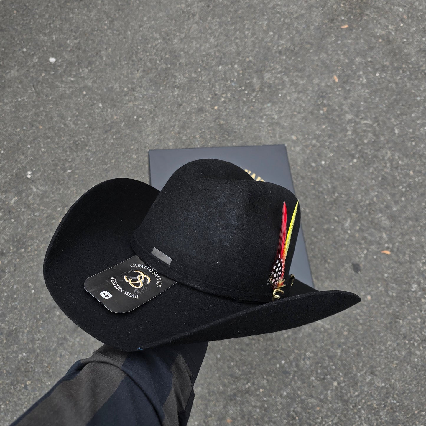 TEXANA PARA NIÑO/ FELT HAT FOR KIDS COLOR NEGRA CON PLUMA